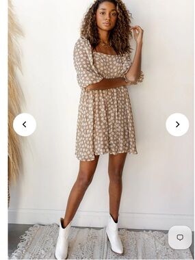 NWT For Good Floral Babydoll Puff Sleeve Dress M